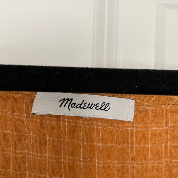 Madewell Lightspun Millbrook Puff Sleeve Peplum Top in Windowpane - Picture 4 of 4